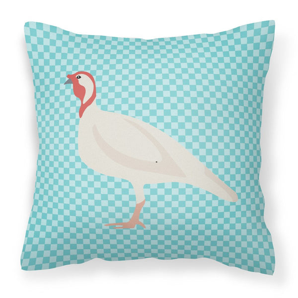 Beltsville Small White Turkey Hen Blue Check Fabric Decorative Pillow BB8163PW1818 by Caroline's Treasures