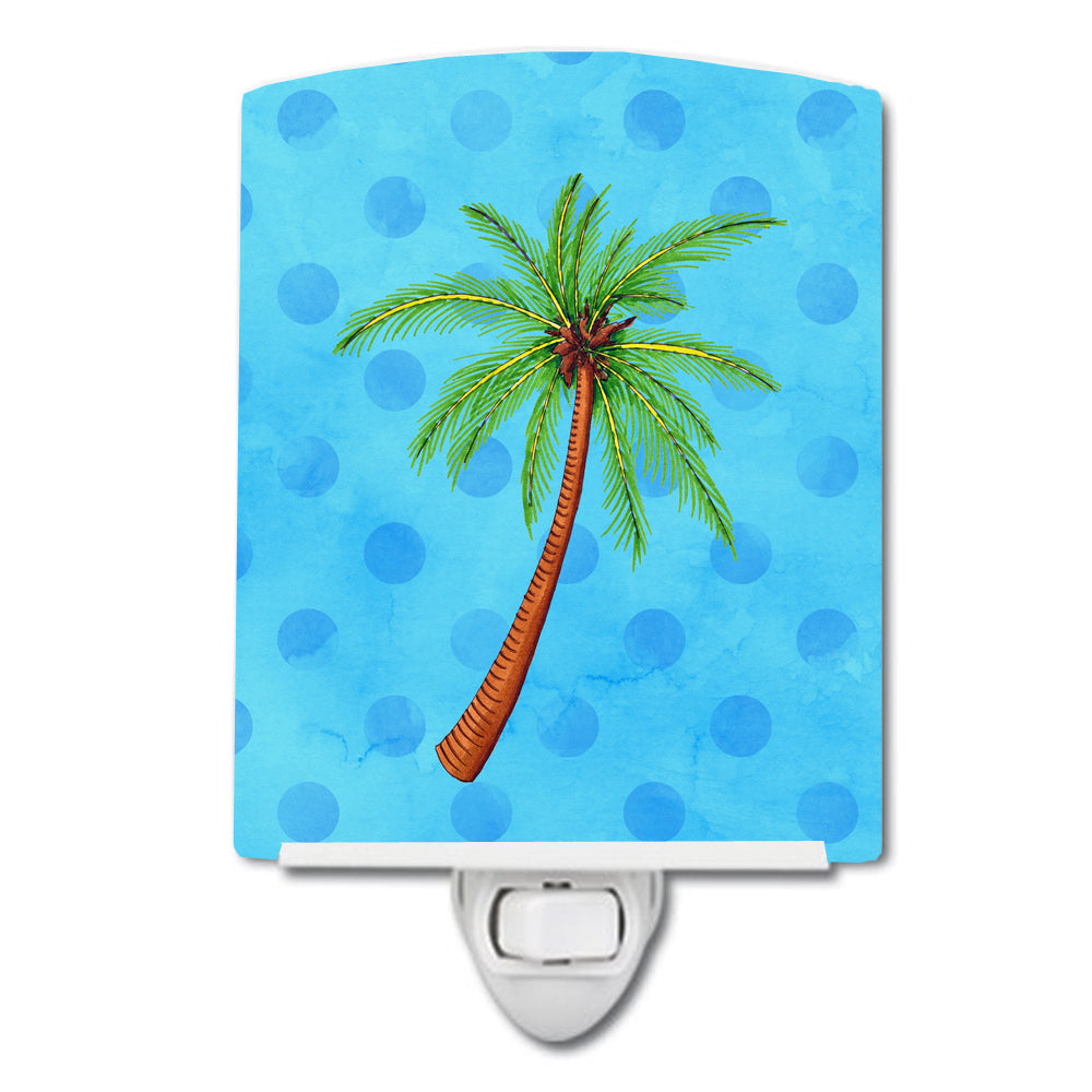 Palm Tree Blue Polkadot Ceramic Night Light BB8166CNL - the-store.com