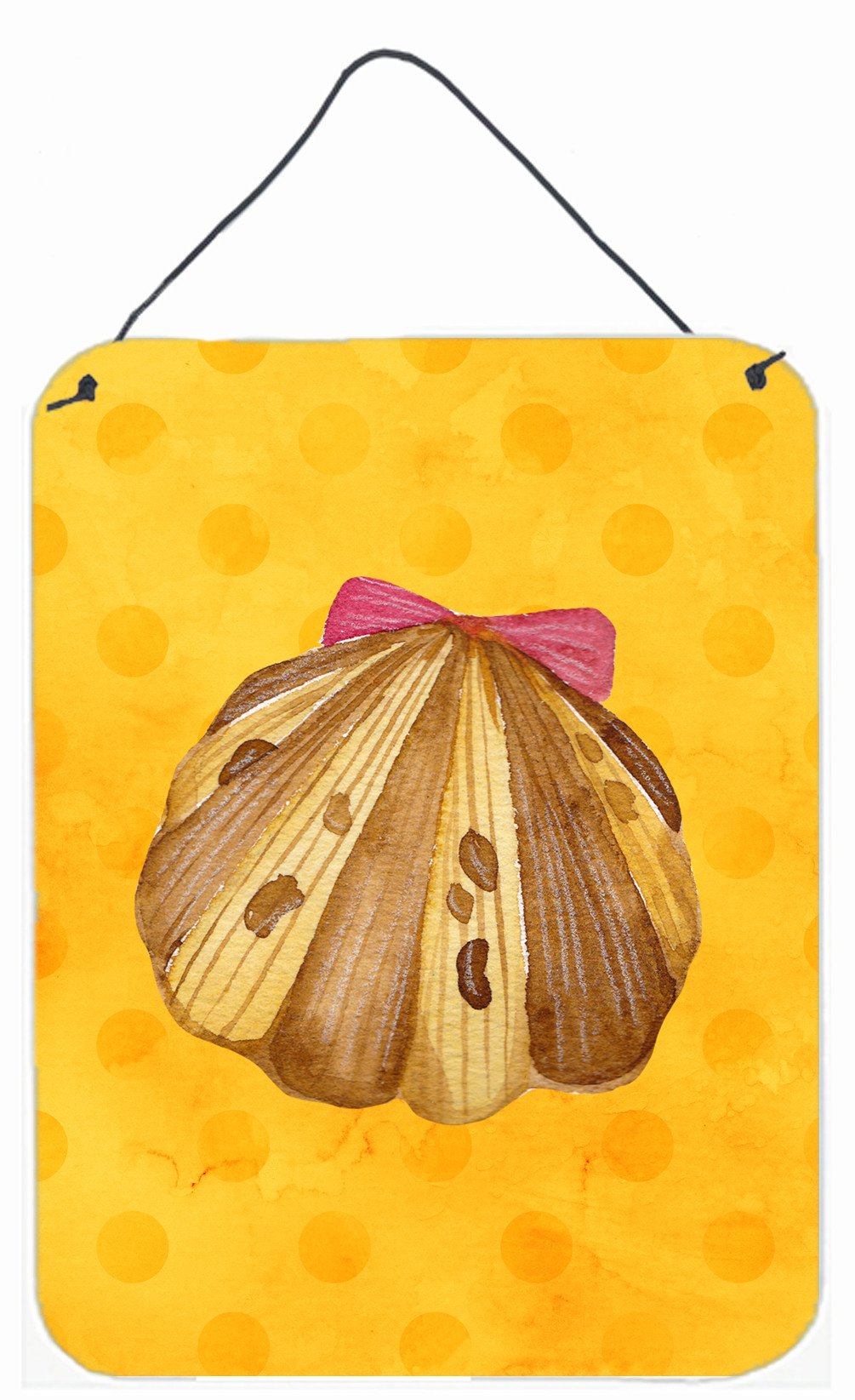 Sea Shell Yellow Polkadot Wall or Door Hanging Prints BB8172DS1216 by Caroline's Treasures