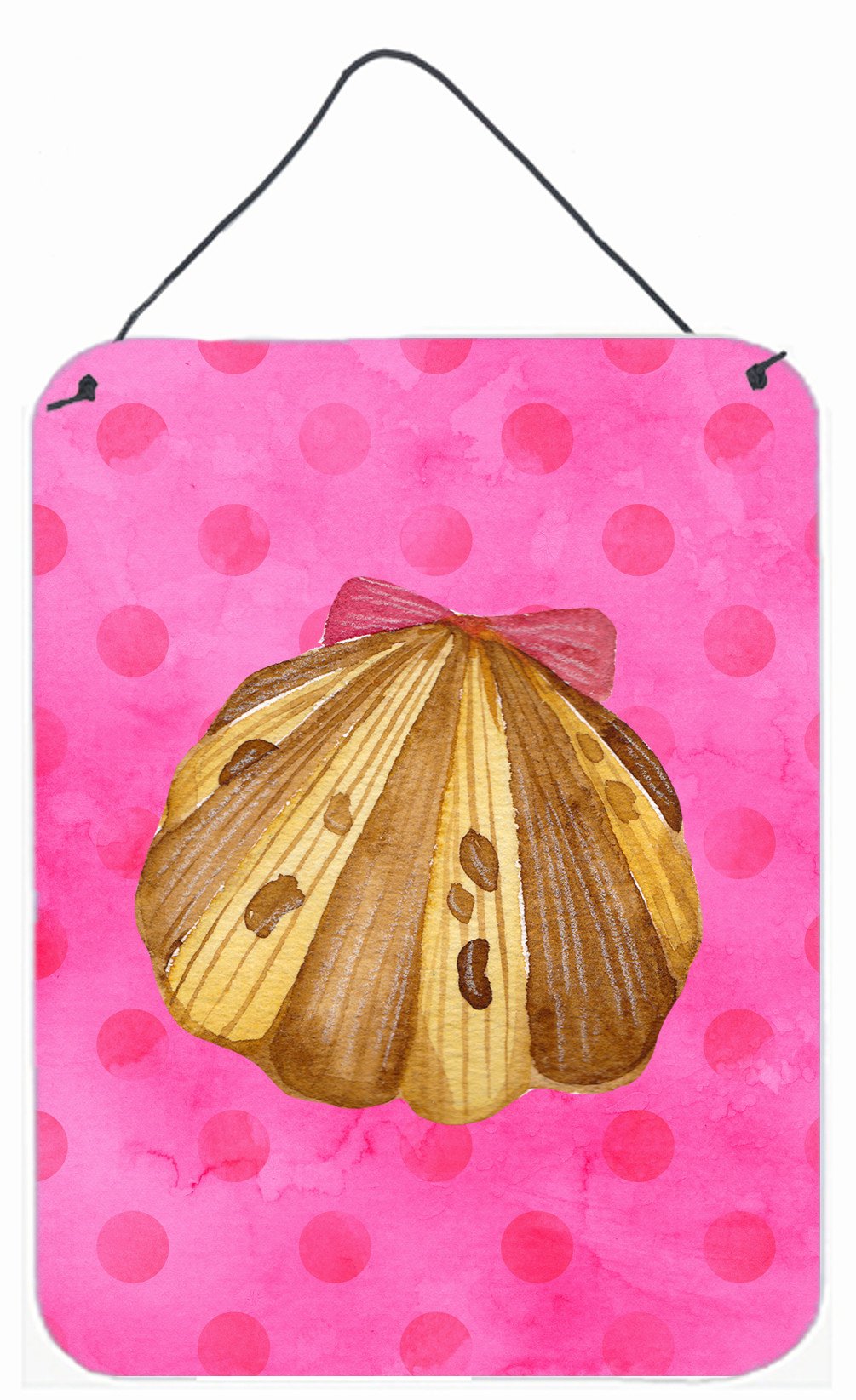 Sea Shell Pink Polkadot Wall or Door Hanging Prints BB8174DS1216 by Caroline's Treasures