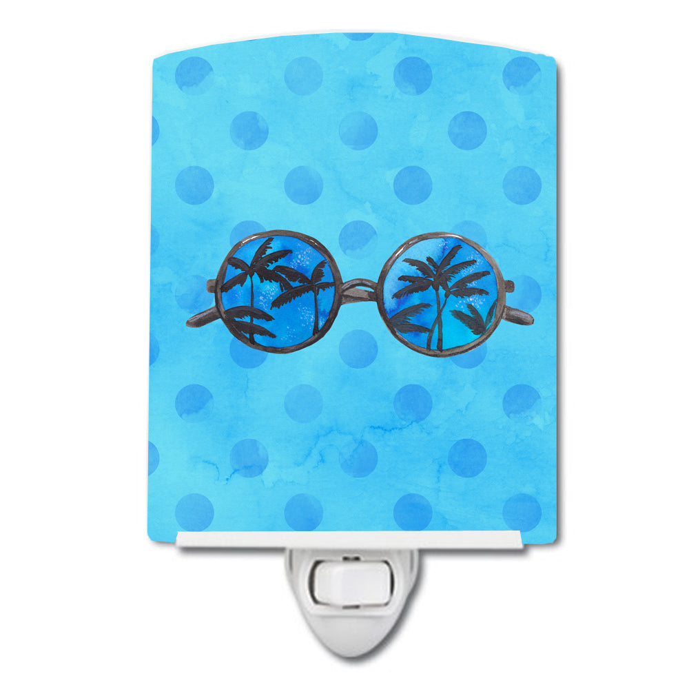 Sunglasses Blue Polkadot Ceramic Night Light BB8176CNL - the-store.com