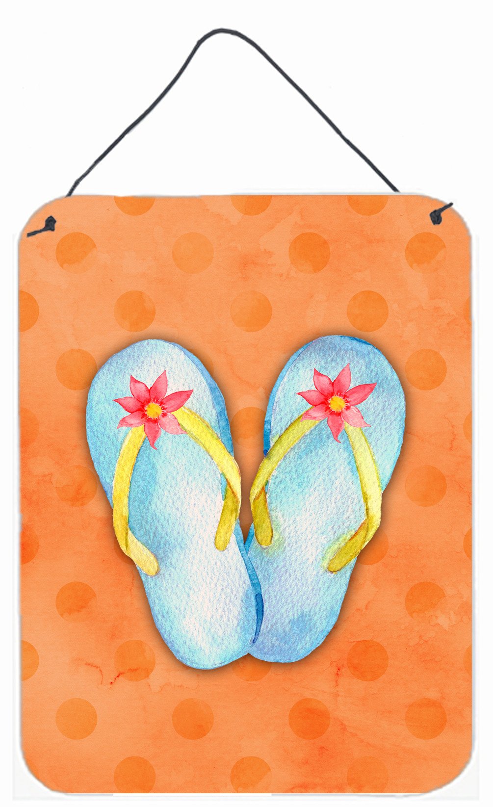 Flip Flops Orange Polkadot Wall or Door Hanging Prints BB8183DS1216 by Caroline&#39;s Treasures