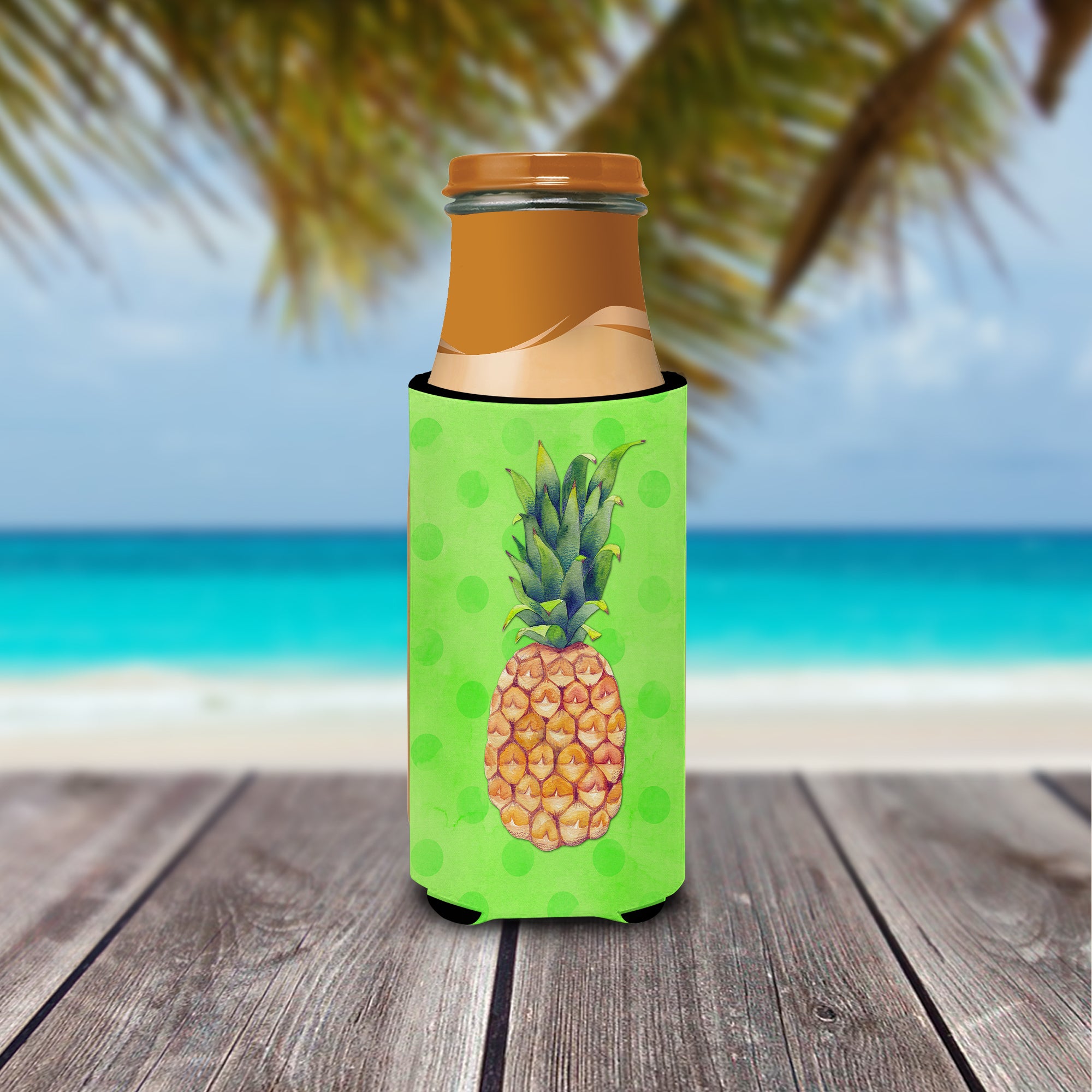 Pineapple Green Polkadot  Ultra Hugger for slim cans BB8190MUK  the-store.com.