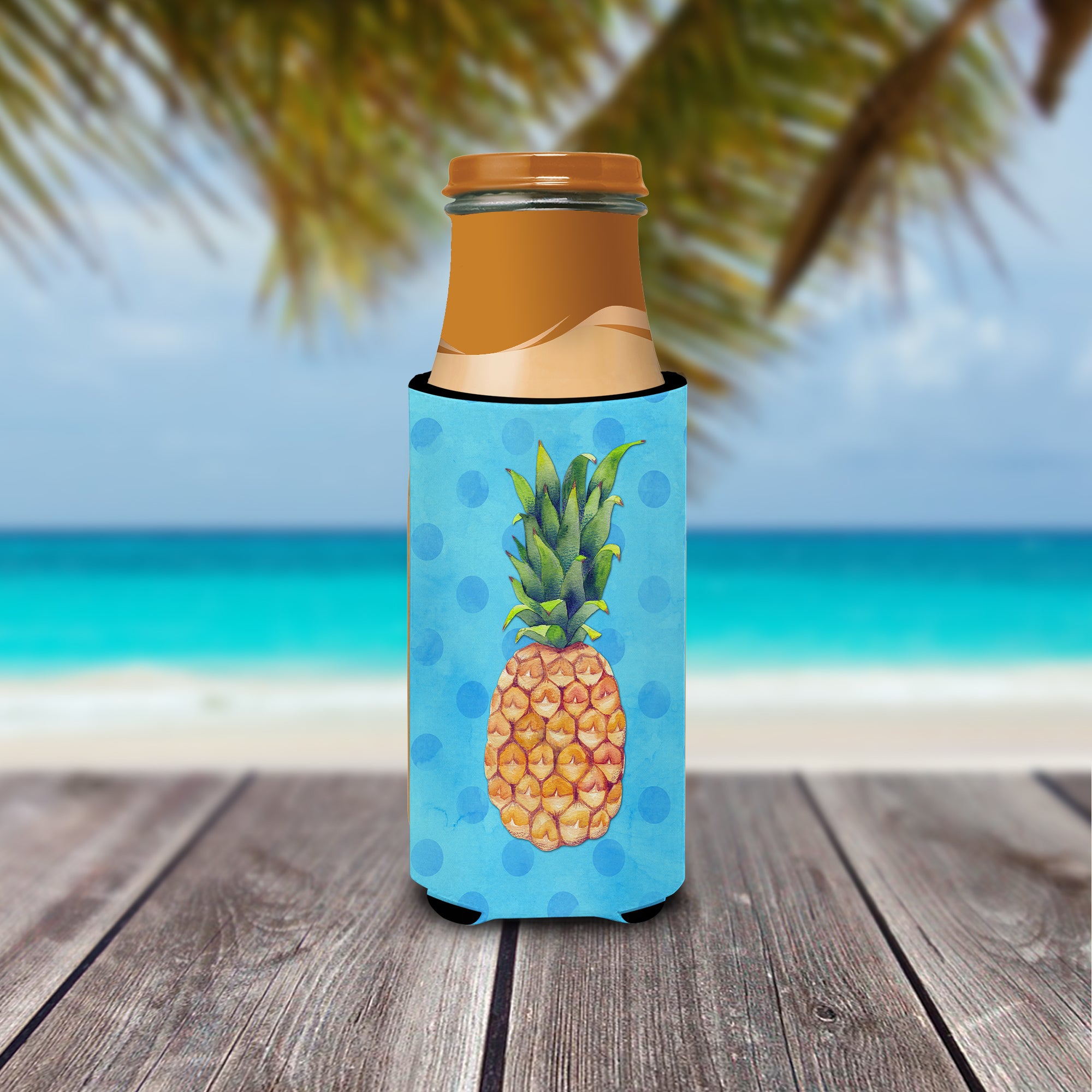 Pineapple Blue Polkadot  Ultra Hugger for slim cans BB8191MUK  the-store.com.