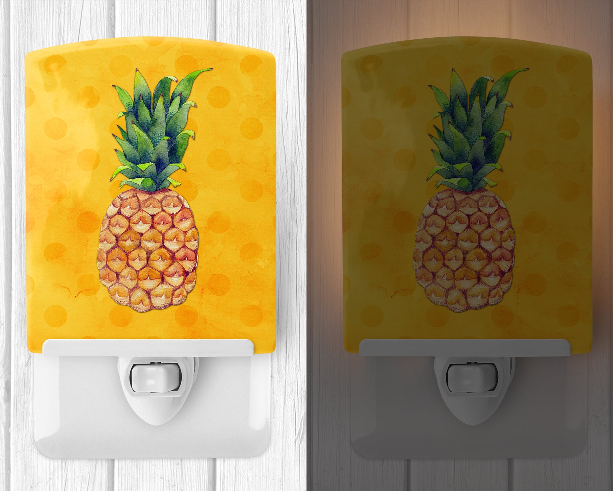 Pineapple Yellow Polkadot Ceramic Night Light BB8192CNL - the-store.com