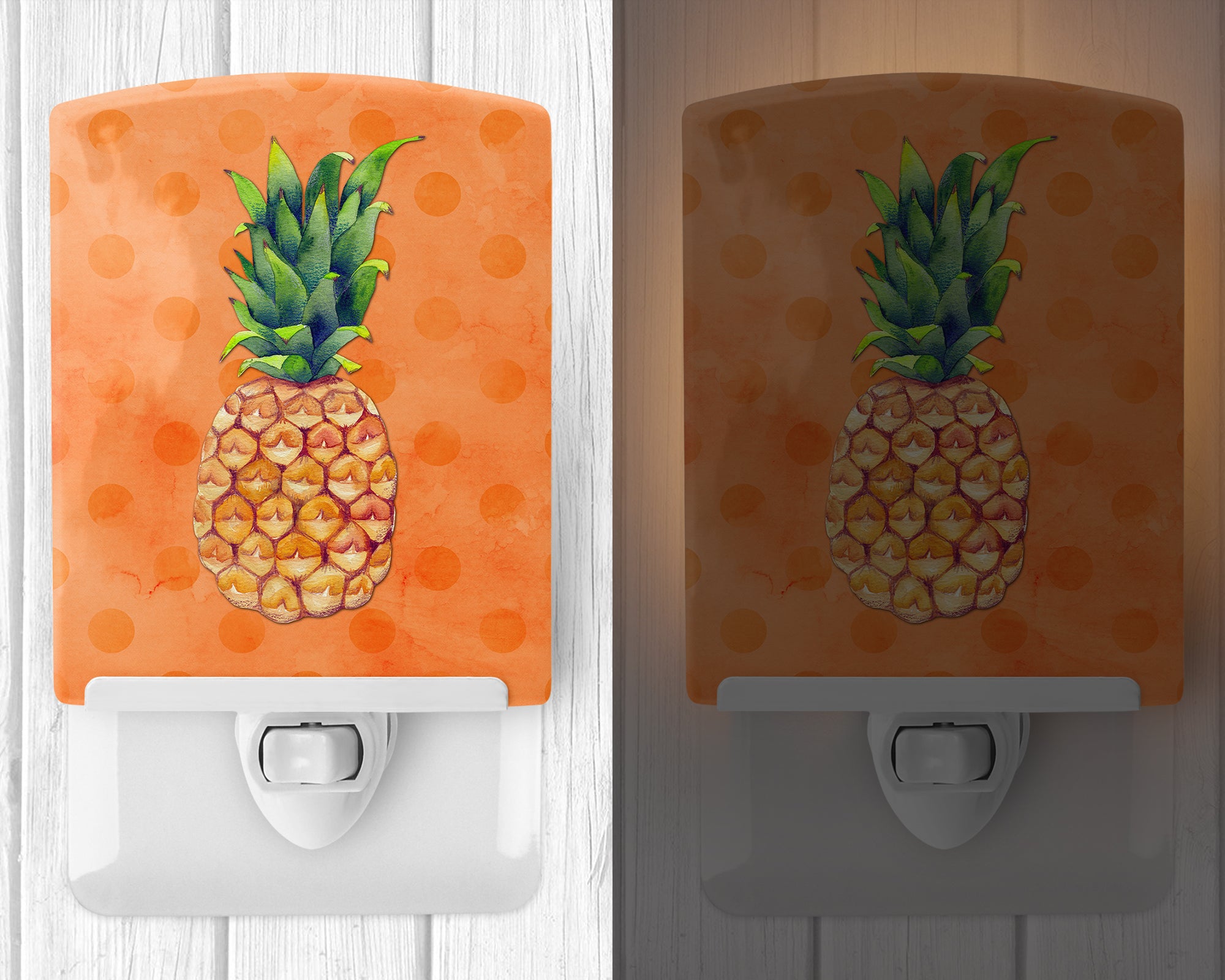 Pineapple Orange Polkadot Ceramic Night Light BB8193CNL - the-store.com