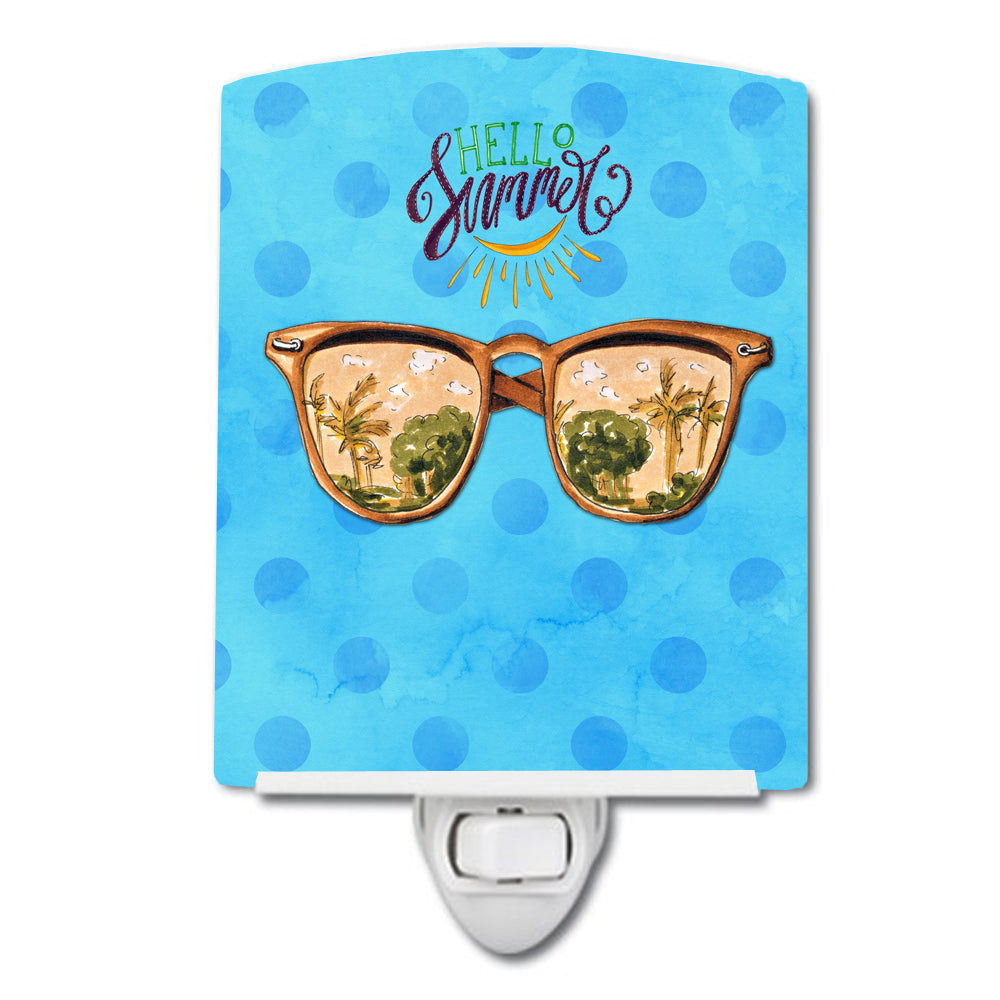 Beach Sunglasses Blue Polkadot Ceramic Night Light BB8206CNL - the-store.com