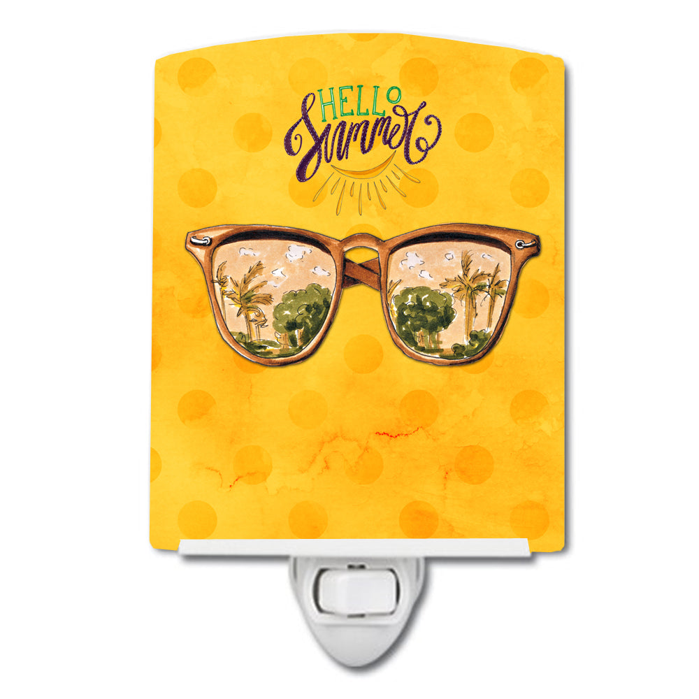 Beach Sunglasses Yellow Polkadot Ceramic Night Light BB8207CNL - the-store.com