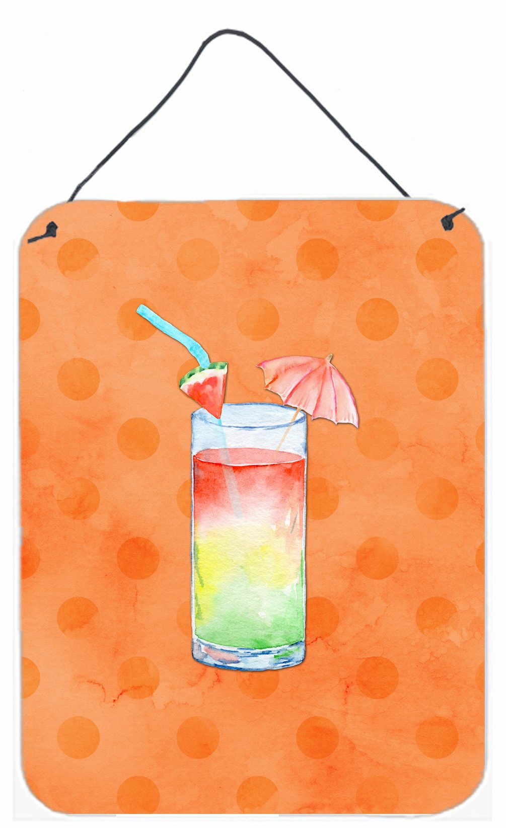 Umberella Cocktail Orange Polkadot Wall or Door Hanging Prints BB8213DS1216 by Caroline's Treasures