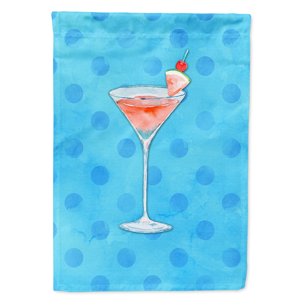 Summer Martini Blue Polkadot Flag Canvas House Size BB8216CHF  the-store.com.