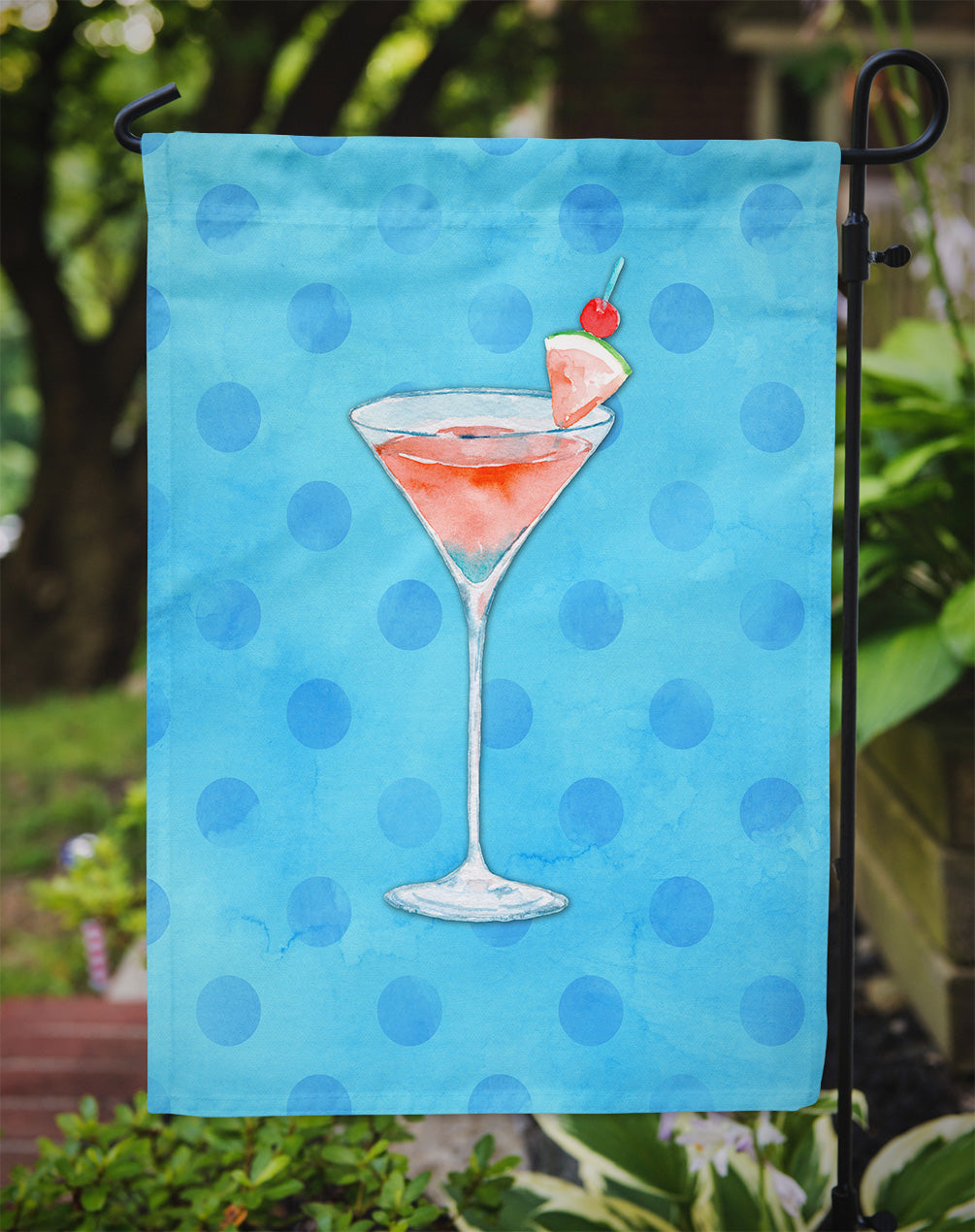 Summer Martini Blue Polkadot Flag Garden Size BB8216GF  the-store.com.