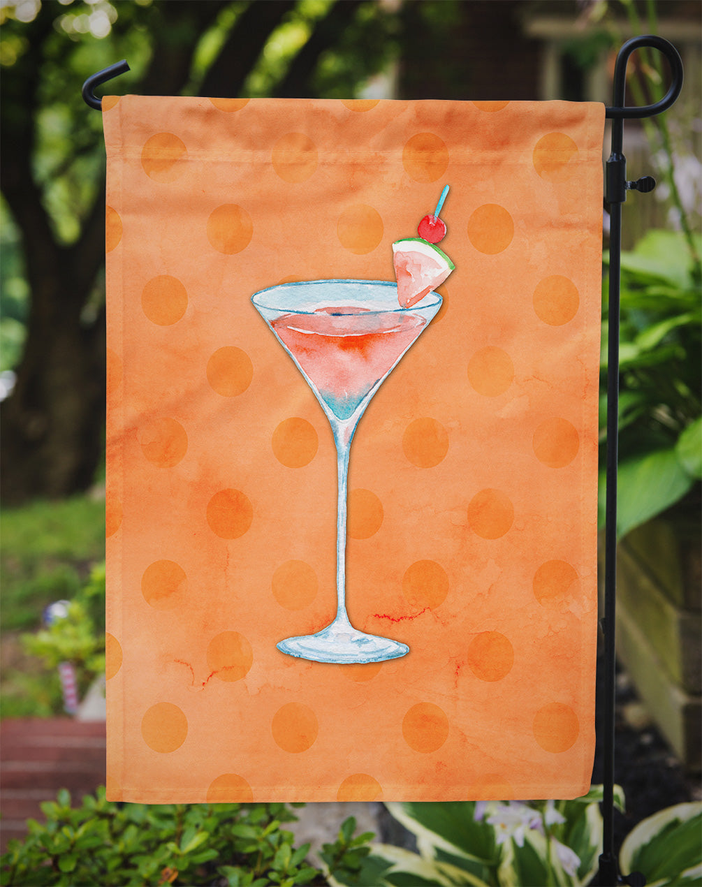 Summer Martini Orange Polkadot Flag Garden Size BB8218GF  the-store.com.