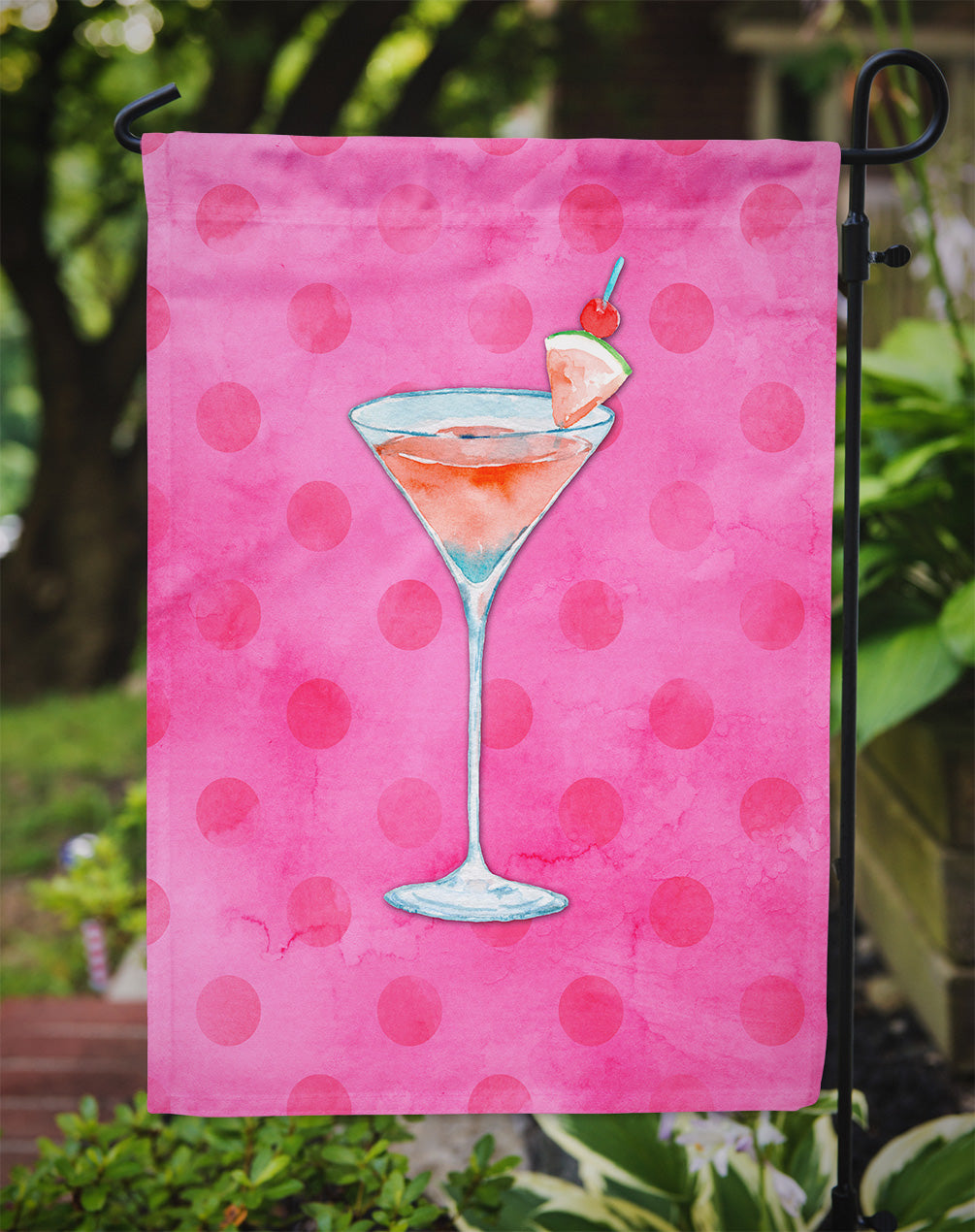 Summer Martini Pink Polkadot Flag Garden Size BB8219GF  the-store.com.