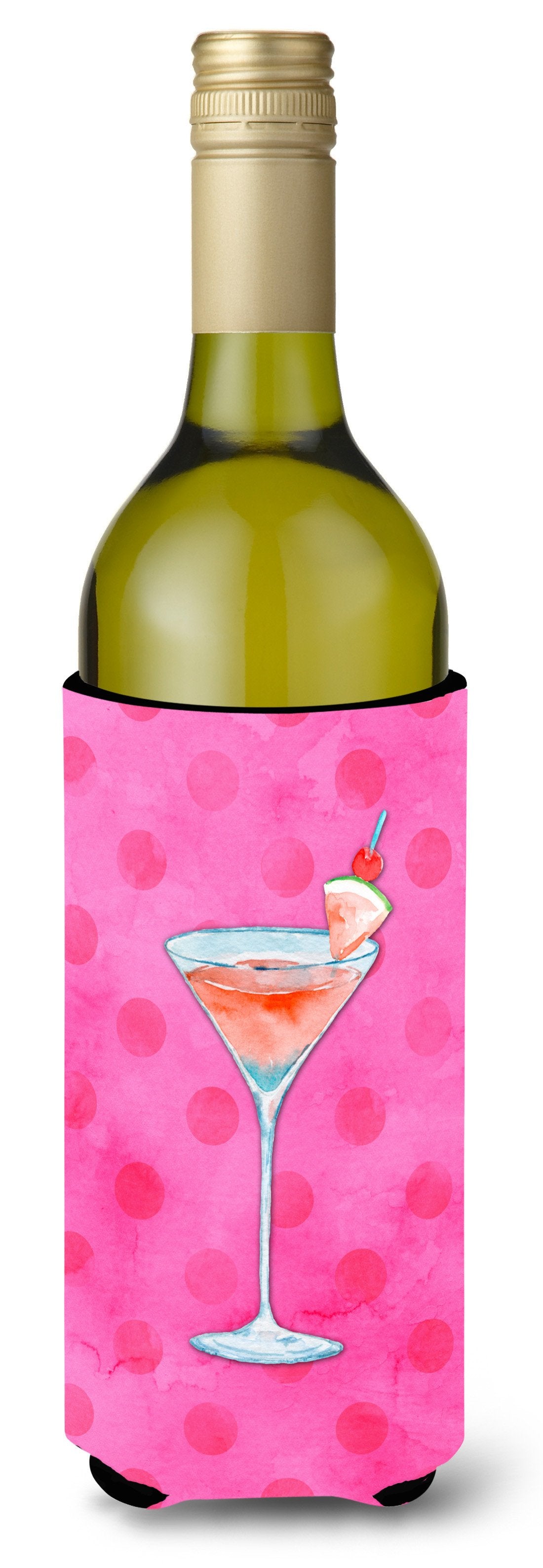 Summer Martini Pink Polkadot Wine Bottle Beverge Insulator Hugger BB8219LITERK by Caroline&#39;s Treasures