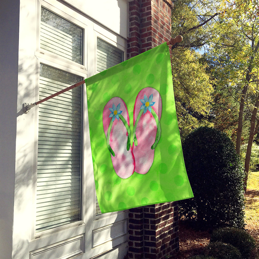 Pink Flip Flops Green Polkadot Flag Canvas House Size BB8220CHF  the-store.com.