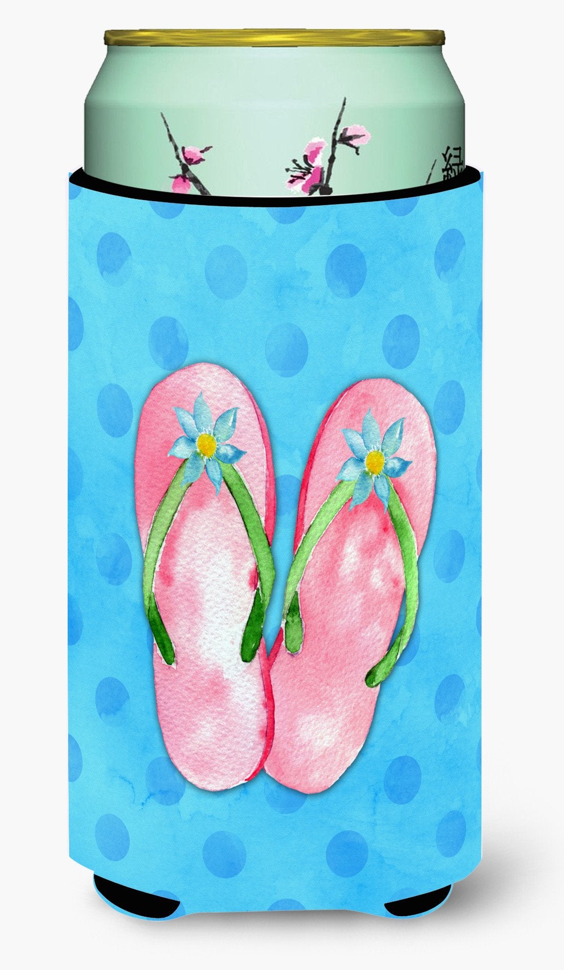 Pink Flip Flops Blue Polkadot Tall Boy Beverage Insulator Hugger BB8221TBC by Caroline's Treasures