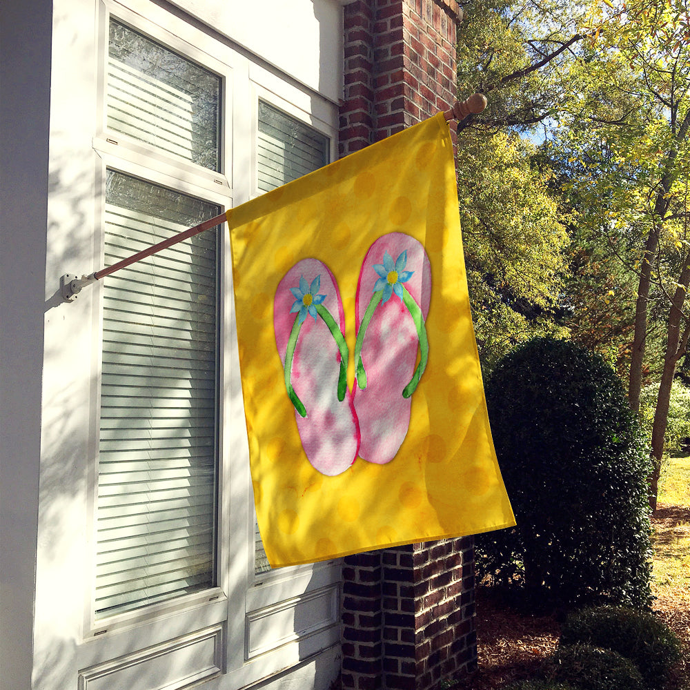 Pink Flip Flops Yellow Polkadot Flag Canvas House Size BB8222CHF  the-store.com.