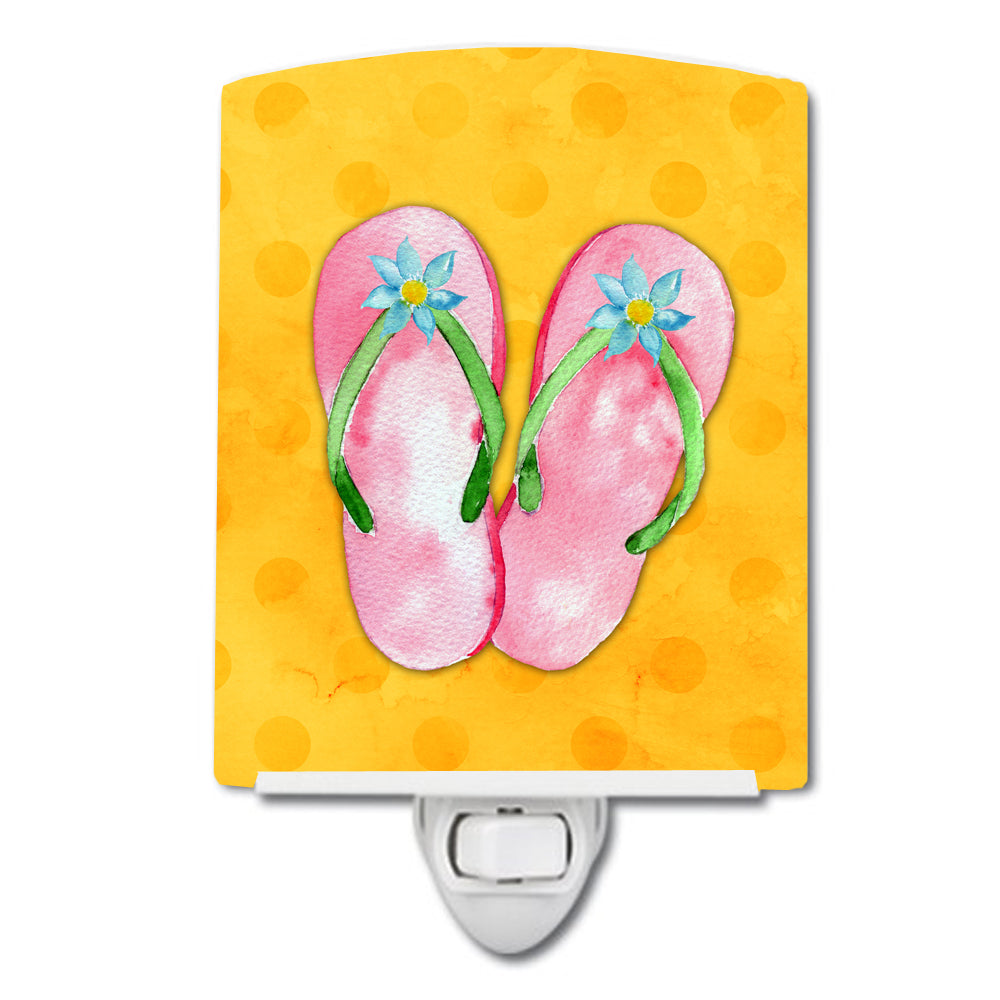 Pink Flip Flops Yellow Polkadot Ceramic Night Light BB8222CNL - the-store.com