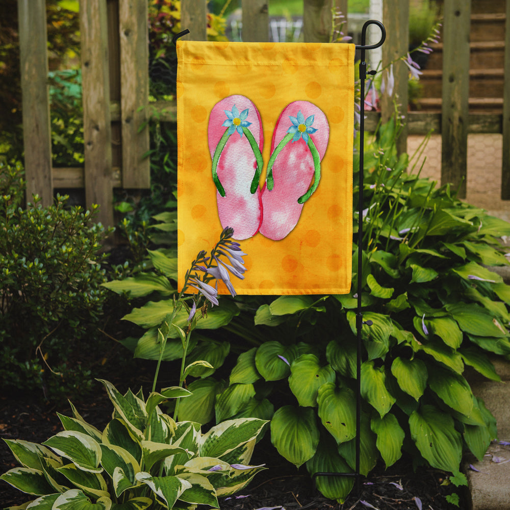 Pink Flip Flops Yellow Polkadot Flag Garden Size BB8222GF  the-store.com.