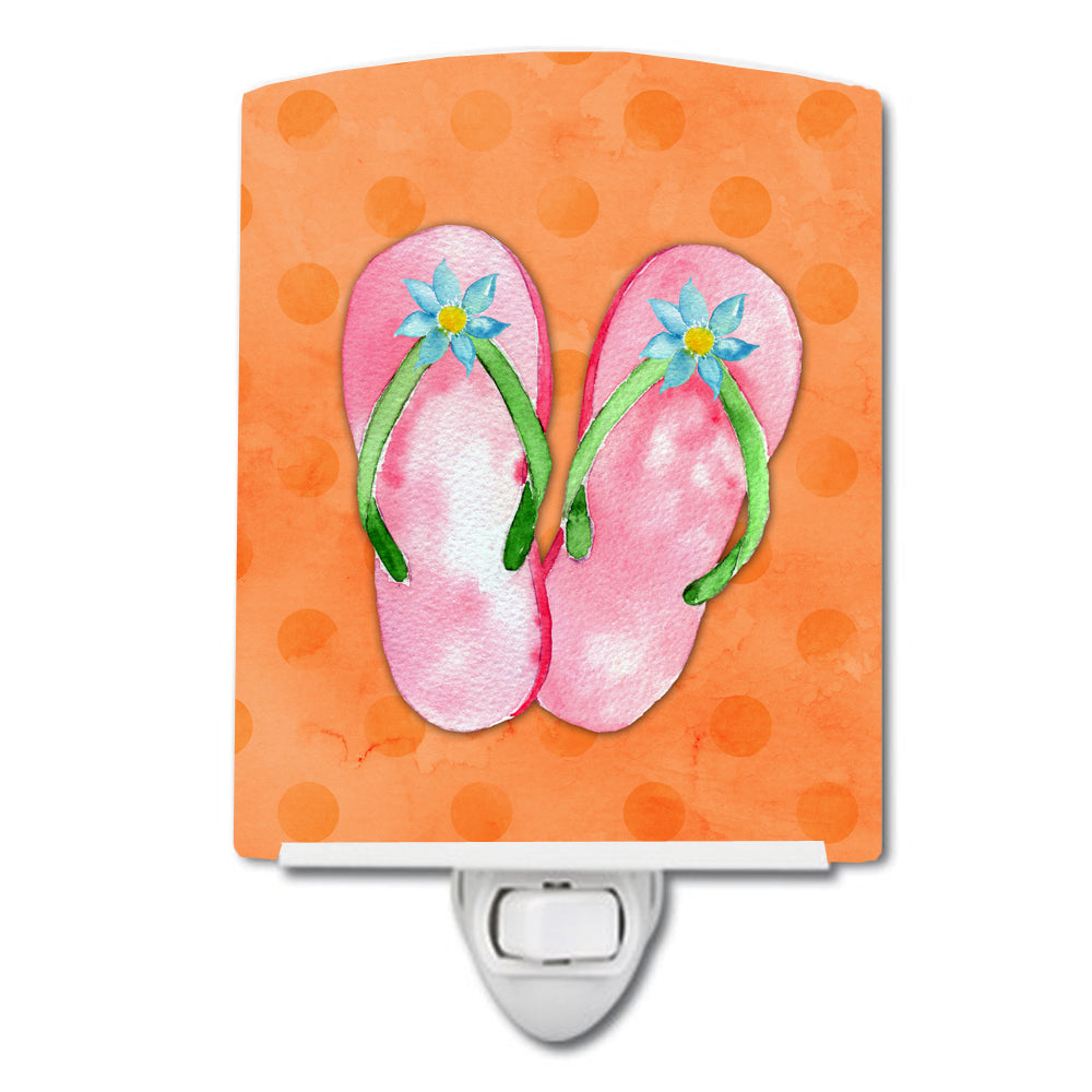 Pink Flip Flops Orange Polkadot Ceramic Night Light BB8223CNL - the-store.com