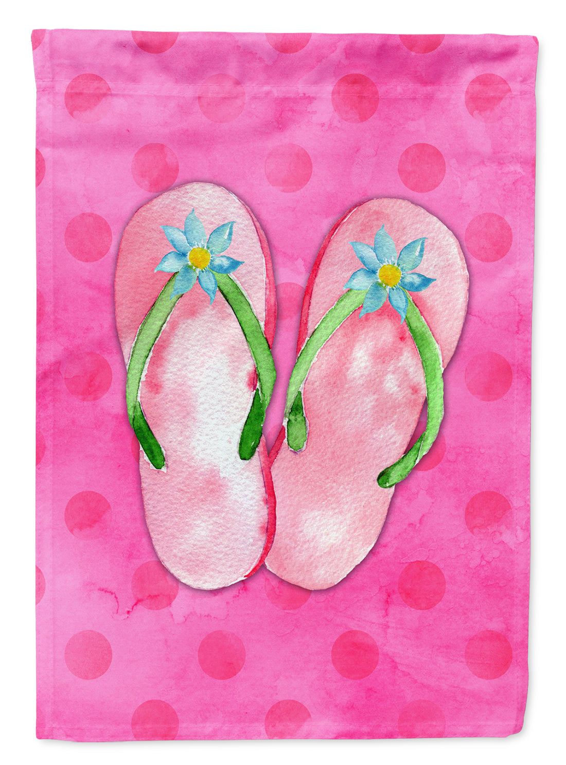 Pink Flip Flops Pink Polkadot Flag Garden Size BB8224GF  the-store.com.