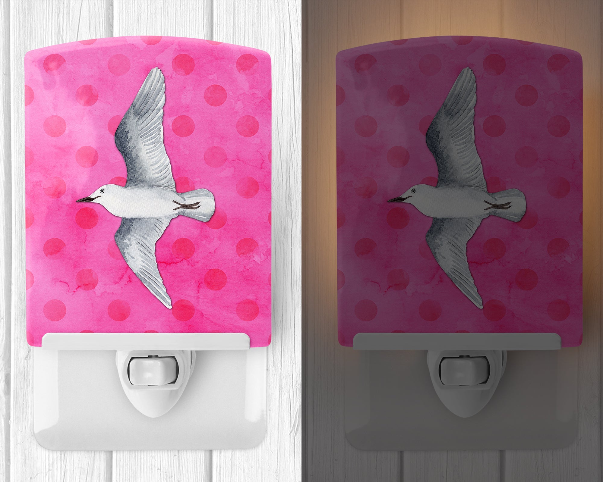 Sea Gull Pink Polkadot Ceramic Night Light BB8229CNL - the-store.com