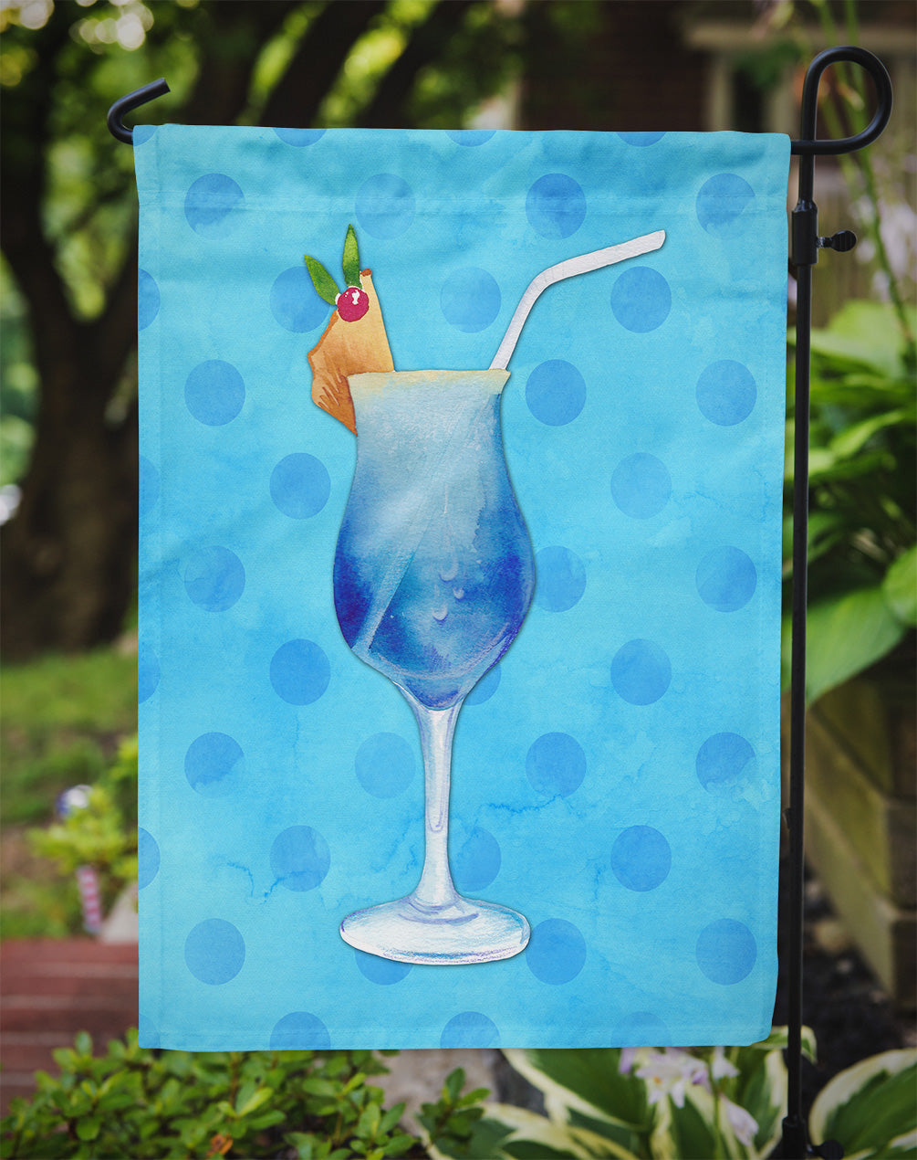 Summer Cocktail Blue Polkadot Flag Garden Size BB8231GF  the-store.com.