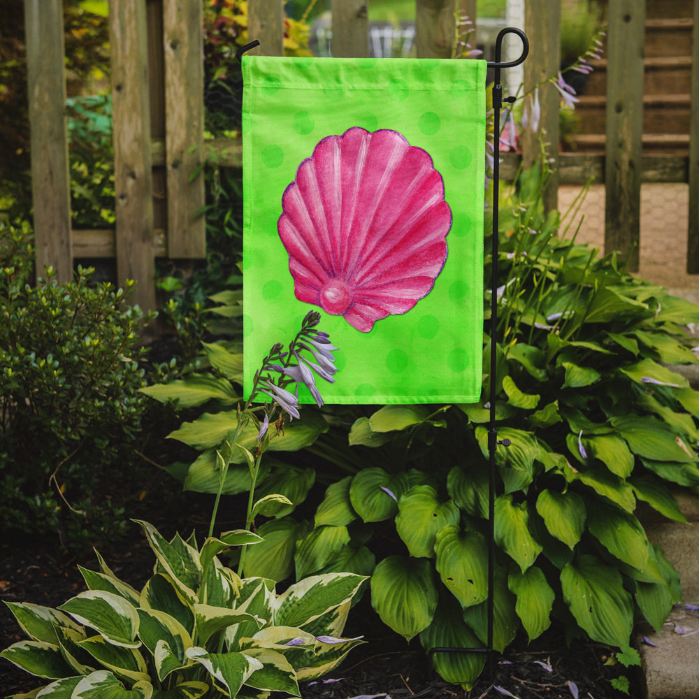 Pink Sea Shell Green Polkadot Flag Garden Size BB8240GF  the-store.com.