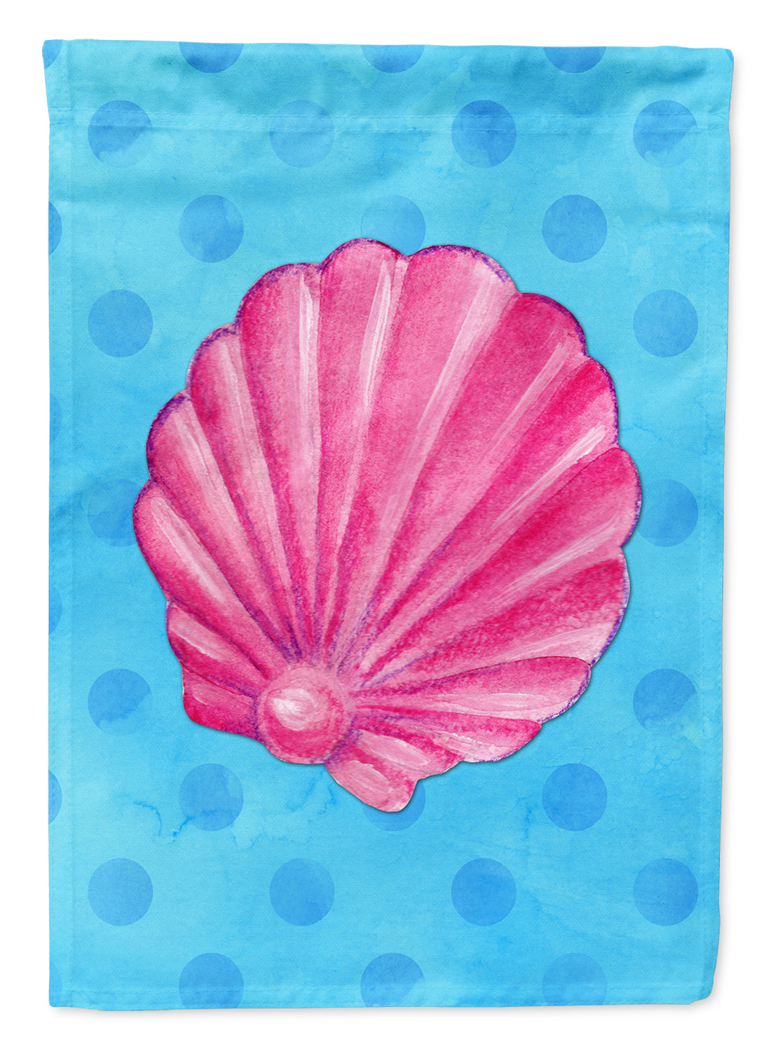 Pink Sea Shell Blue Polkadot Flag Garden Size BB8241GF  the-store.com.