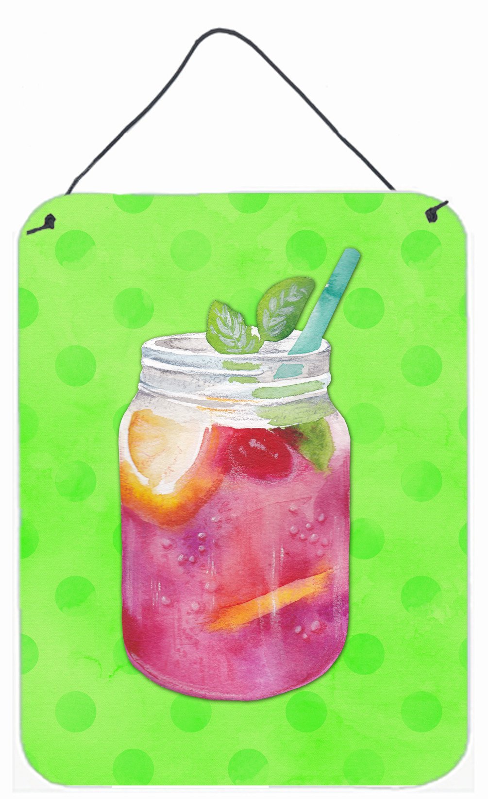 Mason Jar Cocktail Green Polkadot Wall or Door Hanging Prints BB8250DS1216 by Caroline's Treasures