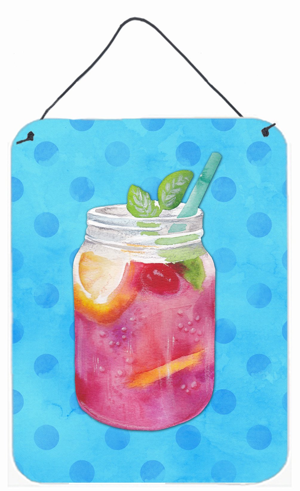 Mason Jar Cocktail Blue Polkadot Wall or Door Hanging Prints BB8251DS1216 by Caroline&#39;s Treasures