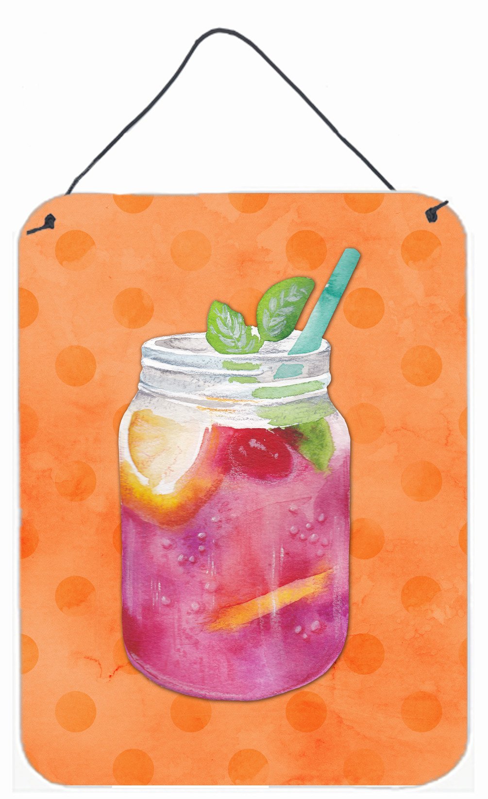 Mason Jar Cocktail Orange Polkadot Wall or Door Hanging Prints BB8253DS1216 by Caroline's Treasures