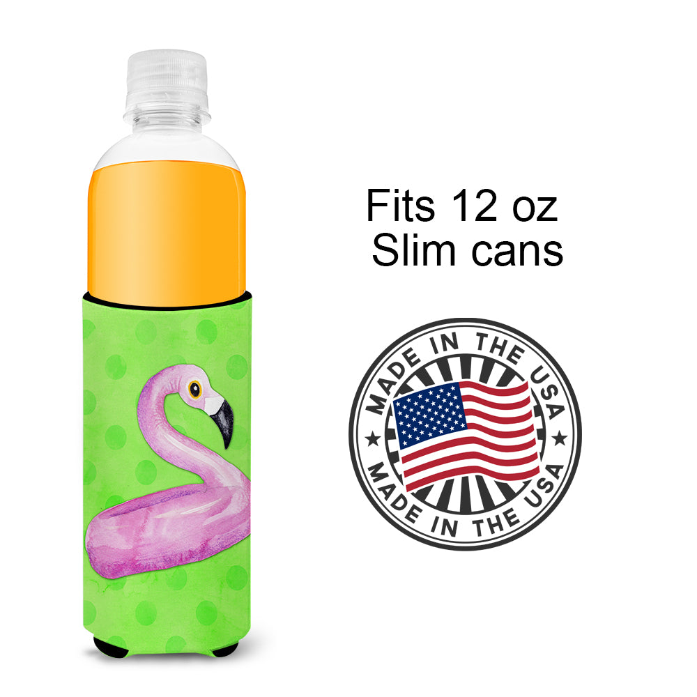 Flamingo Floaty Green Polkadot  Ultra Hugger for slim cans BB8255MUK  the-store.com.
