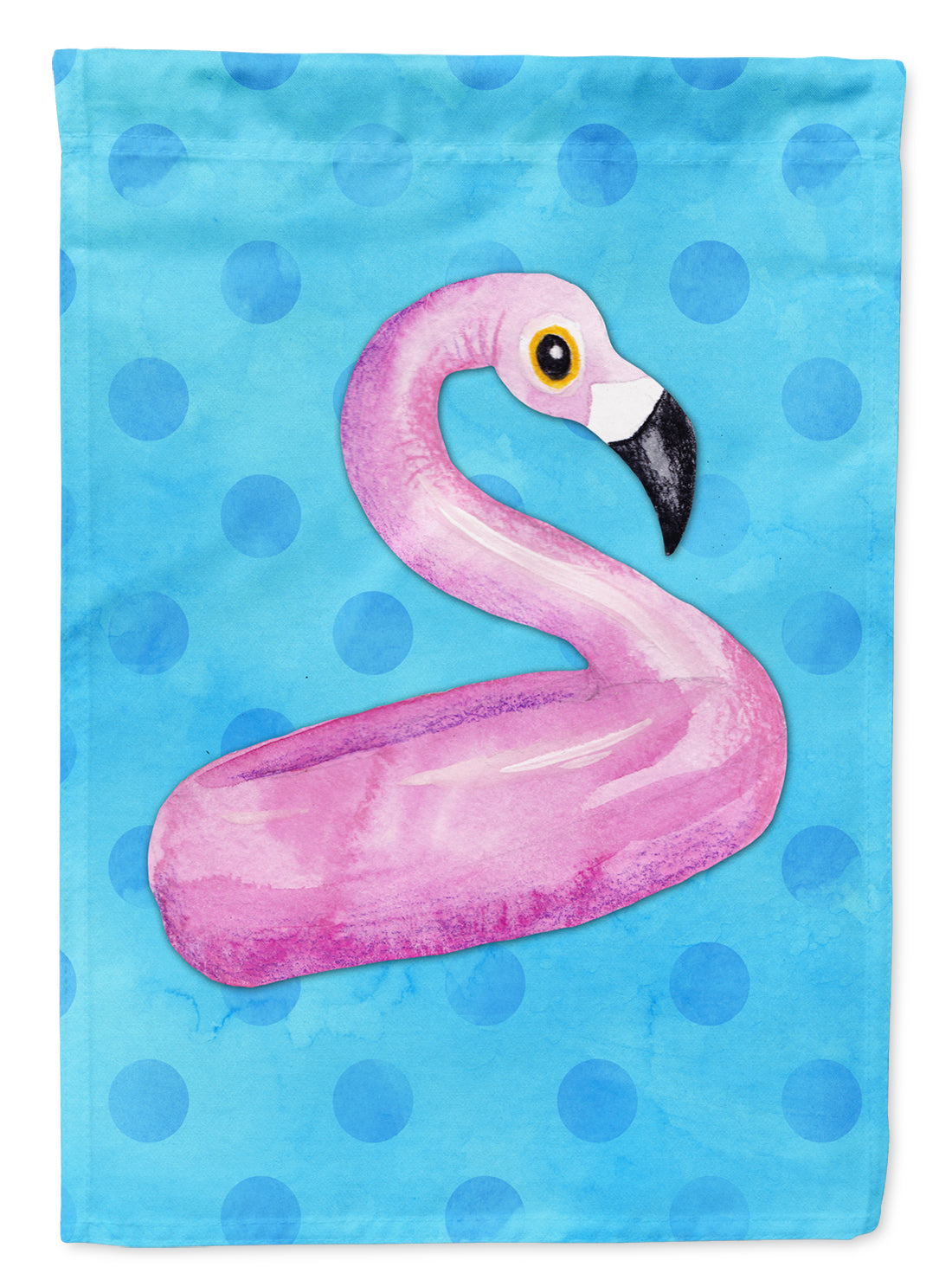 Flamingo Floaty Blue Polkadot Flag Canvas House Size BB8256CHF  the-store.com.