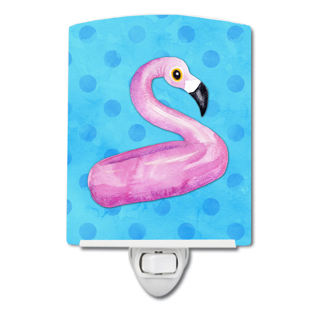 Flamingo Floaty Blue Polkadot Ceramic Night Light BB8256CNL - the-store.com