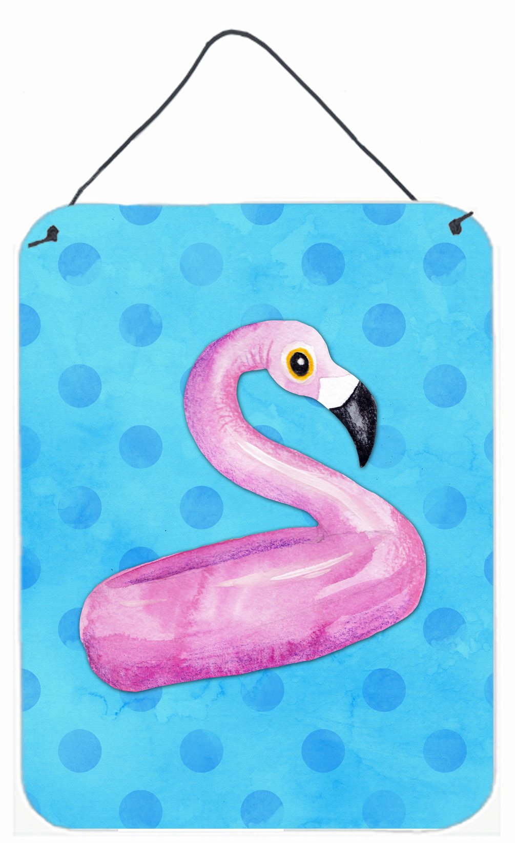 Flamingo Floaty Blue Polkadot Wall or Door Hanging Prints BB8256DS1216 by Caroline's Treasures