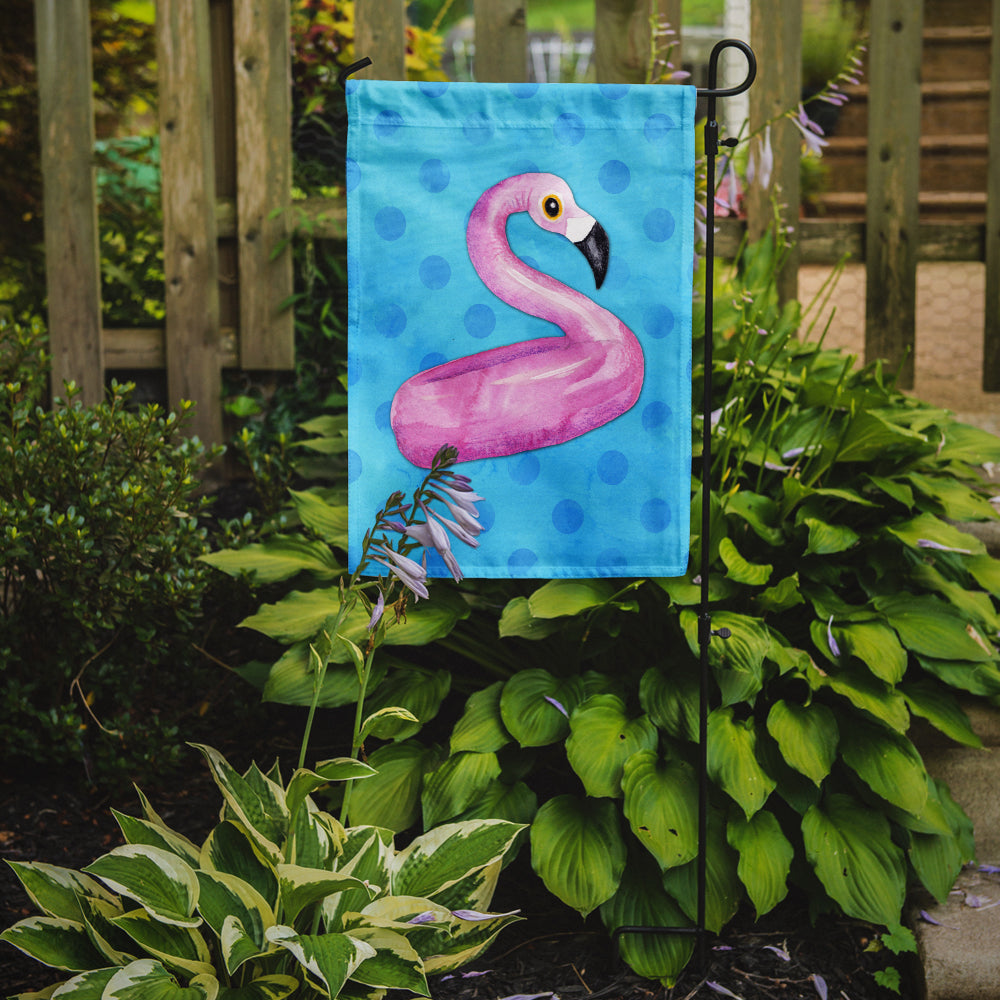 Flamingo Floaty Blue Polkadot Flag Garden Size BB8256GF  the-store.com.