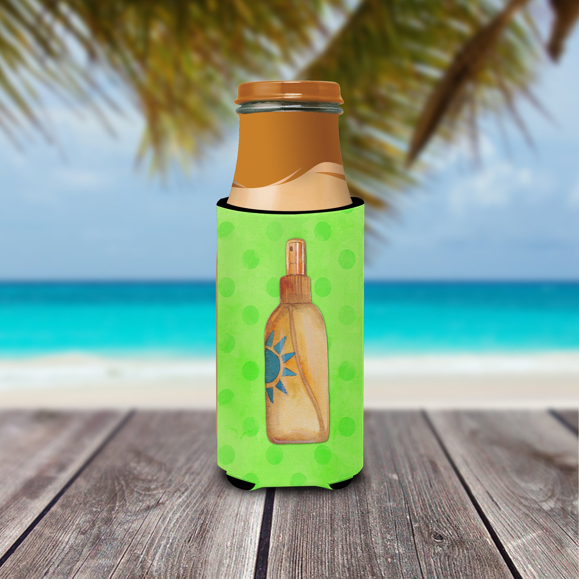 Message in a Bottle Green Polkadot  Ultra Hugger for slim cans BB8260MUK  the-store.com.