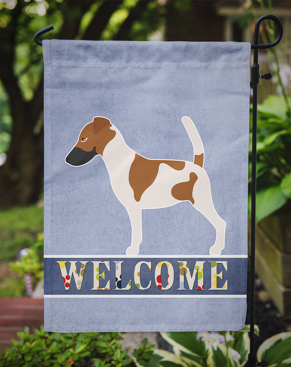 Smooth Fox Terrier Welcome Flag Garden Size BB8279GF  the-store.com.