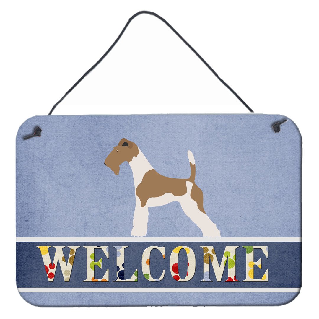 Wire Fox Terrier Welcome Wall or Door Hanging Prints BB8284DS812 by Caroline's Treasures