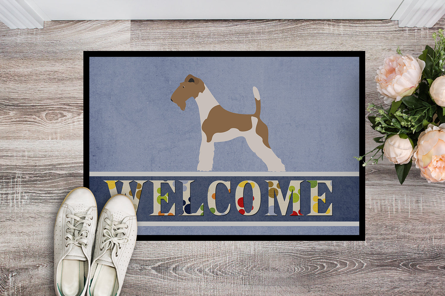 Wire Fox Terrier Welcome Indoor or Outdoor Mat 18x27 BB8284MAT - the-store.com