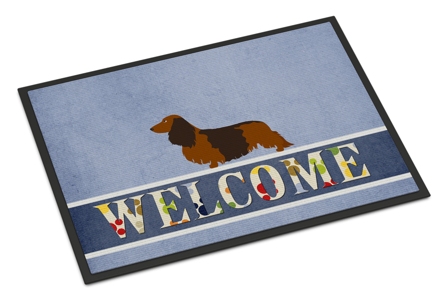 Longhaired Dachshund Welcome Indoor or Outdoor Mat 18x27 BB8287MAT - the-store.com