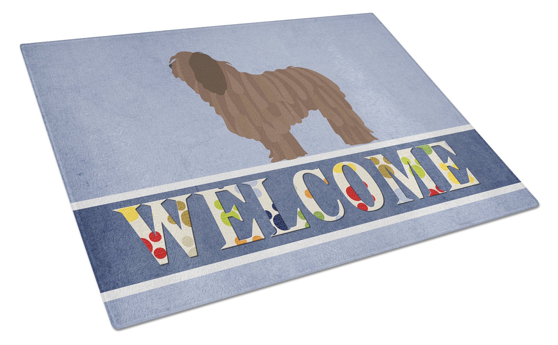 Bergamasco Shepherd Welcome Glass Cutting Board Large BB8291LCB by Caroline's Treasures