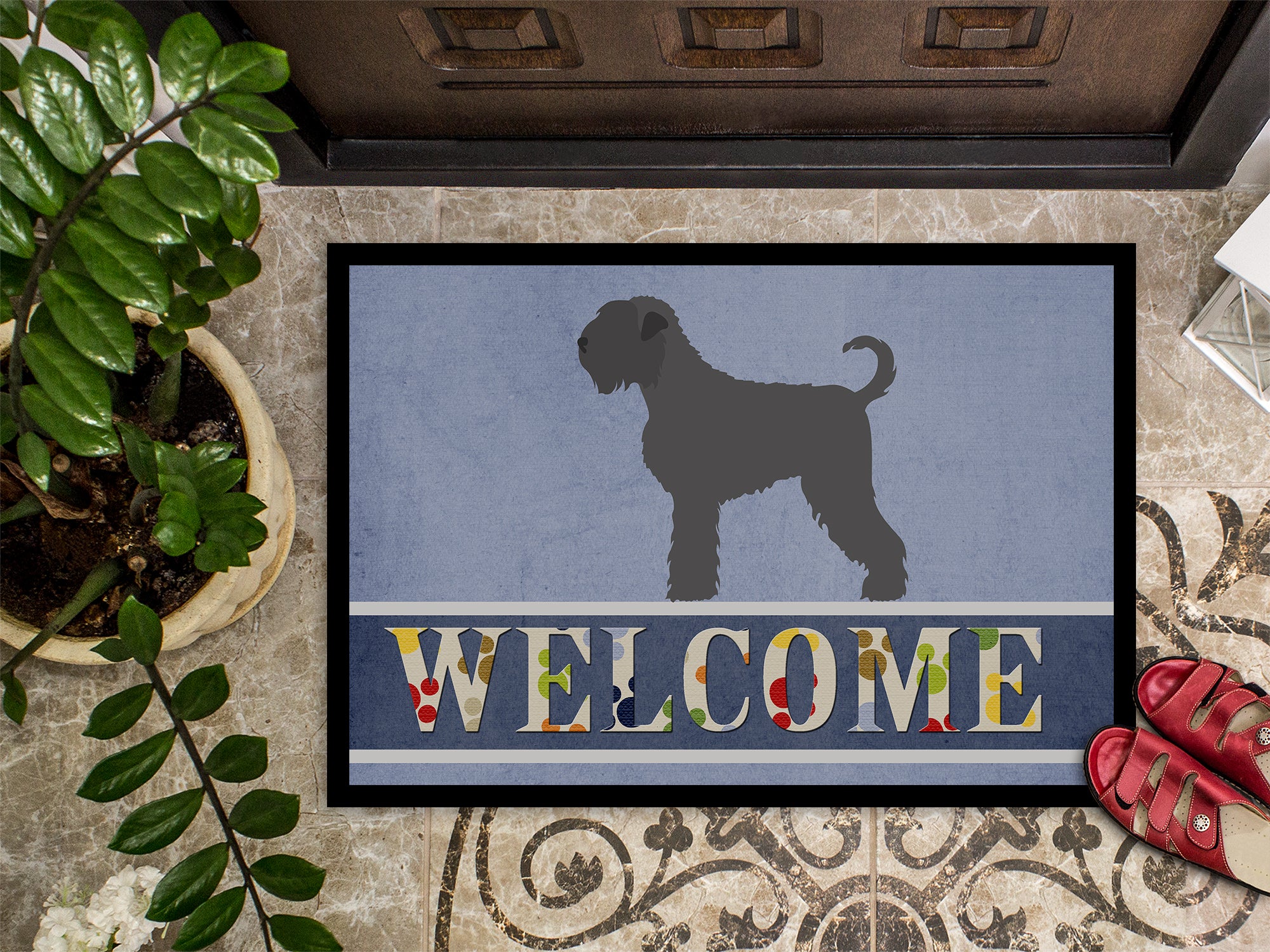 Black Russian Terrier Welcome Indoor or Outdoor Mat 18x27 BB8293MAT - the-store.com
