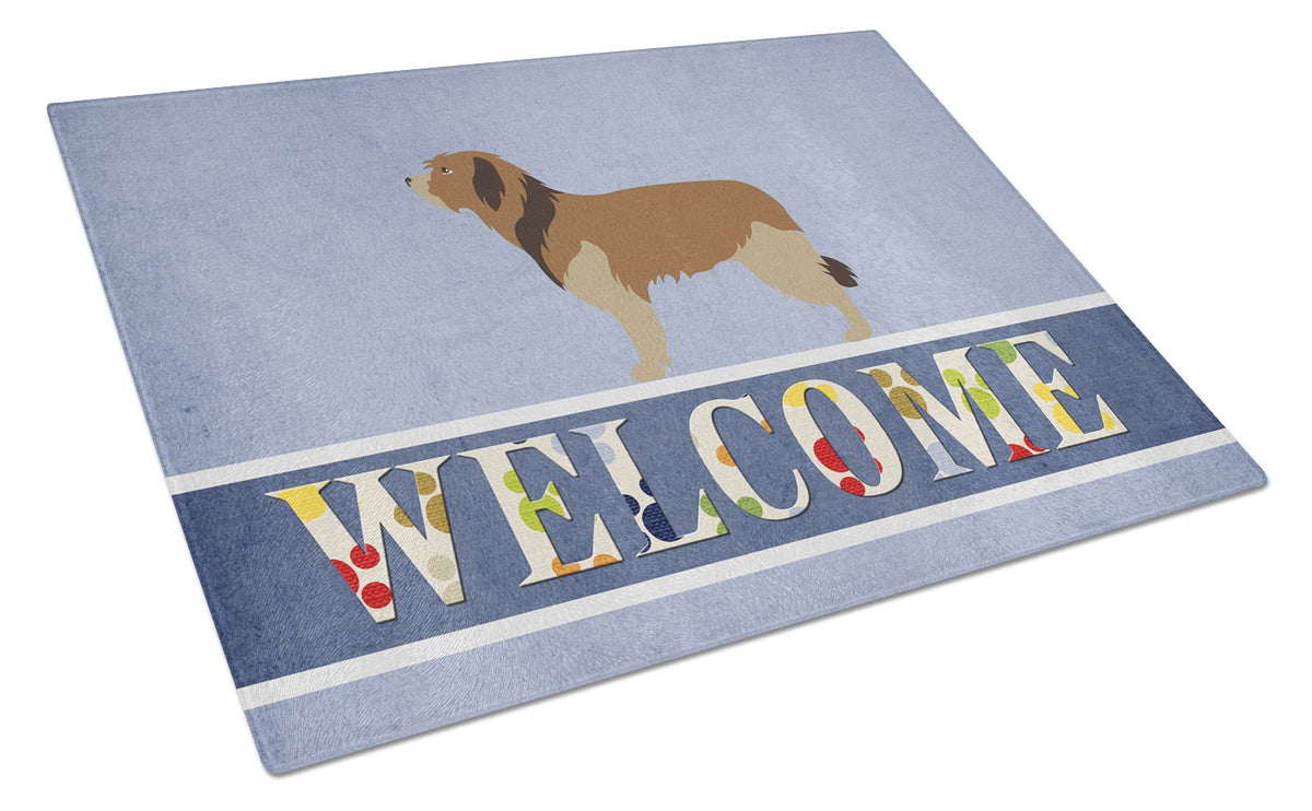 Catalan Sheepdog Welcome Glass Cutting Board Large BB8295LCB by Caroline&#39;s Treasures