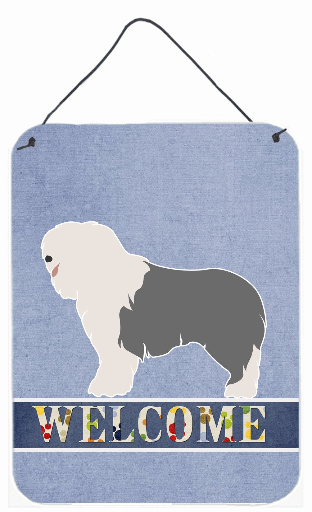 Old English Sheepdog Welcome Wall or Door Hanging Prints BB8304DS1216 by Caroline's Treasures