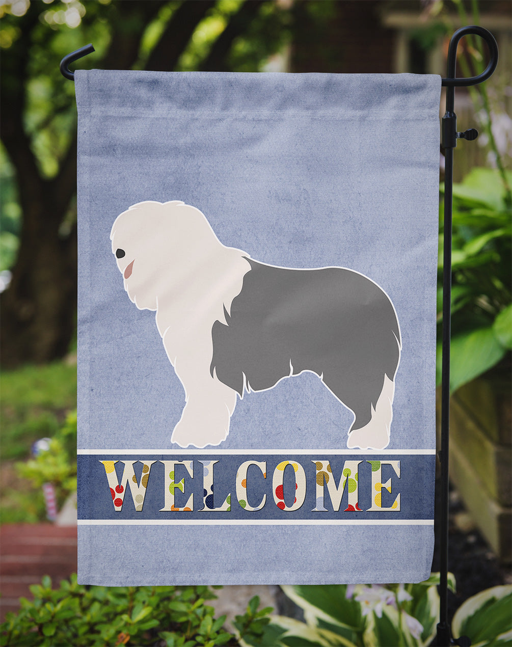 Old English Sheepdog Welcome Flag Garden Size BB8304GF  the-store.com.