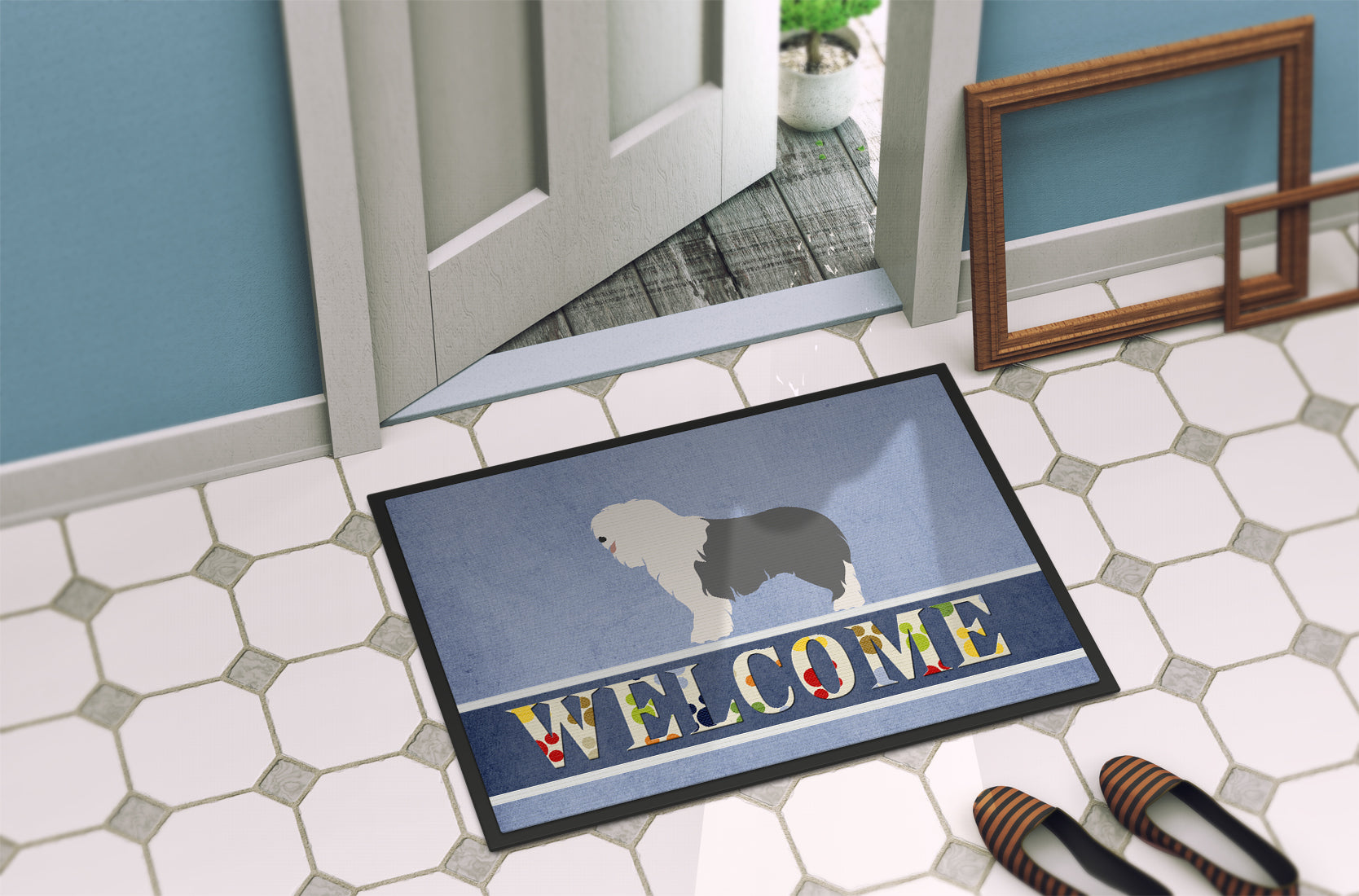 Old English Sheepdog Welcome Indoor or Outdoor Mat 18x27 BB8304MAT - the-store.com