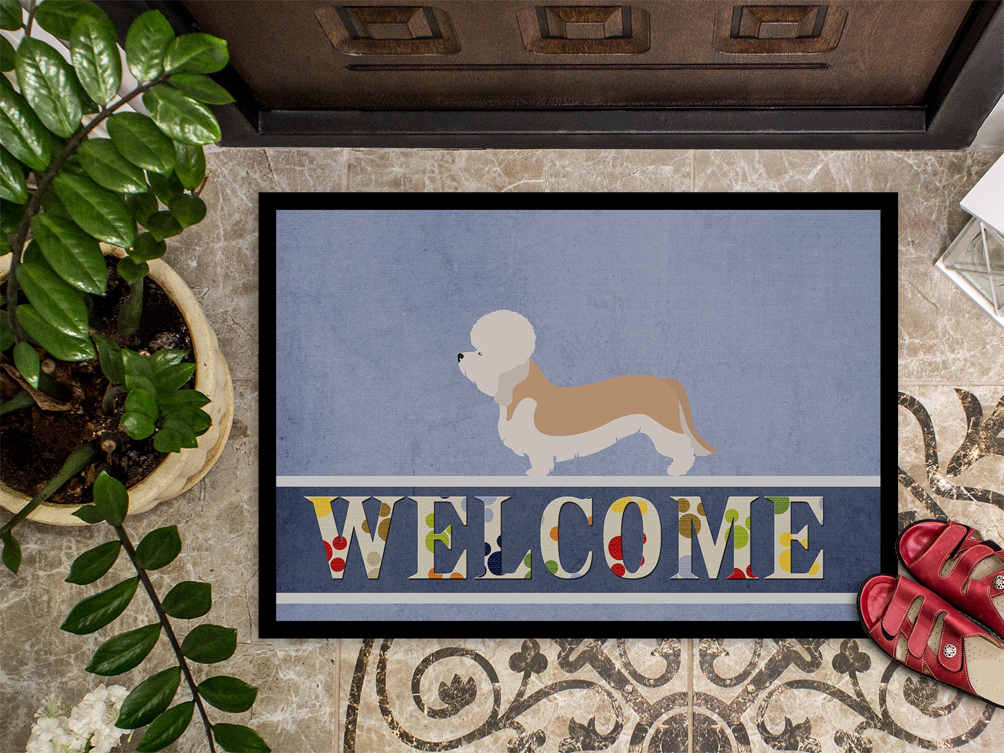 Dandie Dinmont Terrier Welcome Indoor or Outdoor Mat 18x27 BB8312MAT - the-store.com