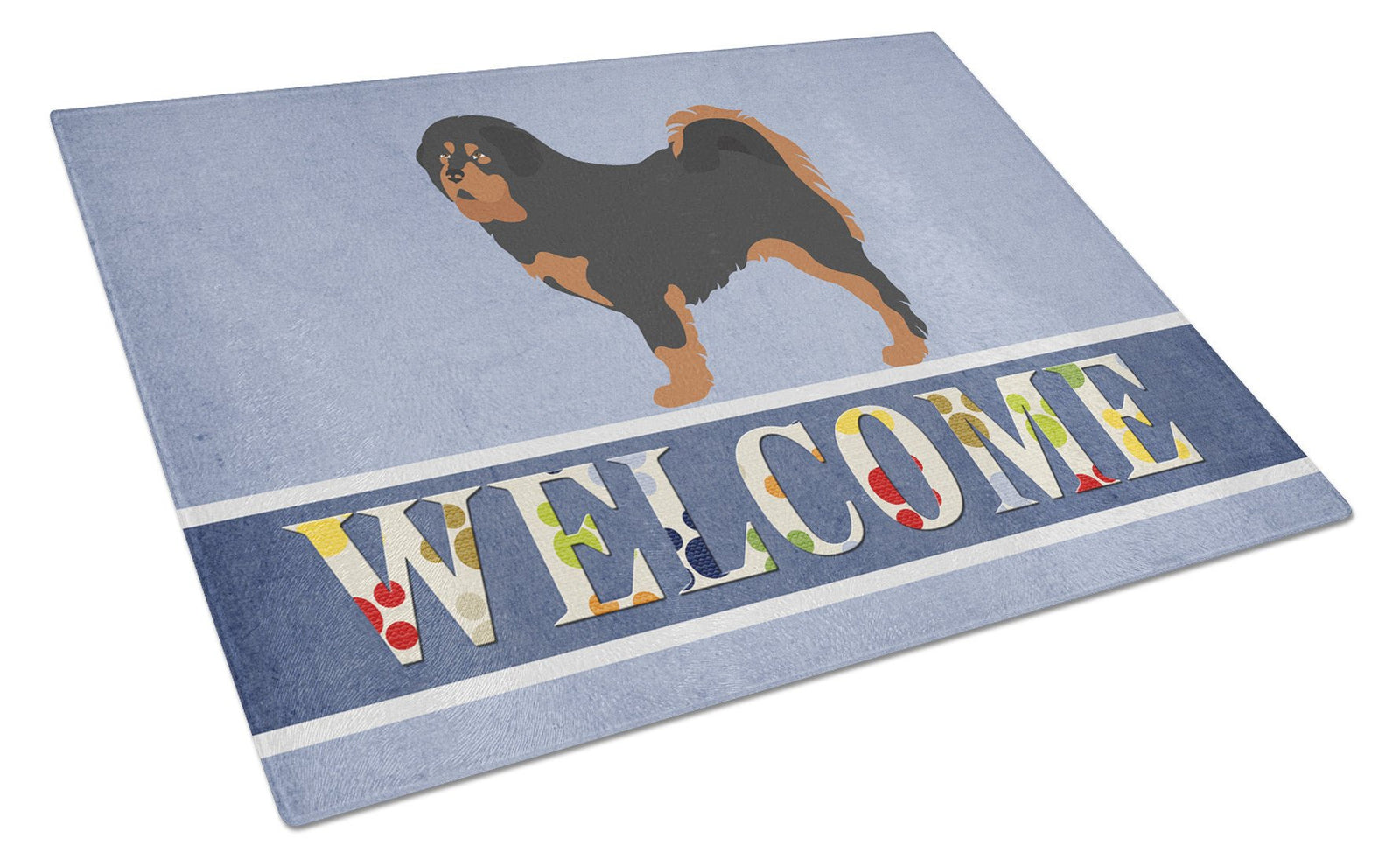 Tibetan Mastiff Welcome Glass Cutting Board Large BB8326LCB by Caroline's Treasures